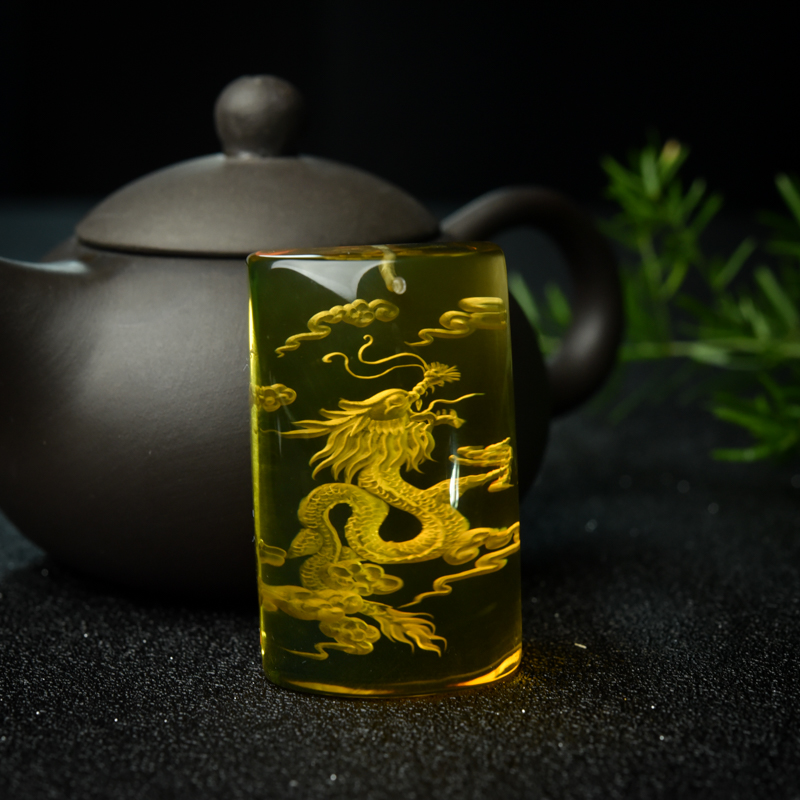 天然蓝珀吊坠-红掌柜