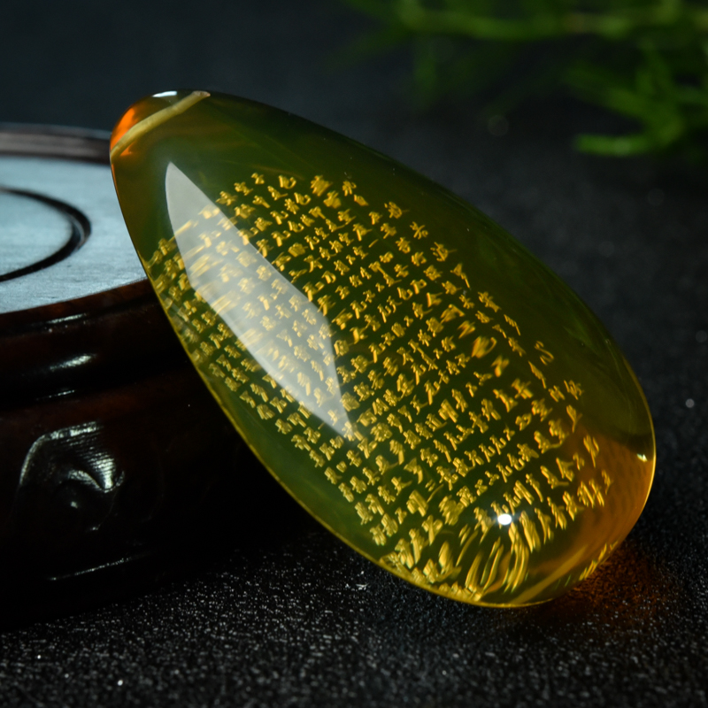 天然墨西哥蓝珀吊坠-红掌柜