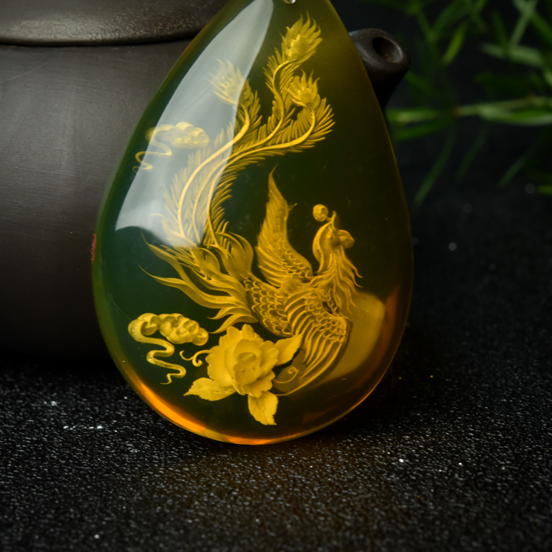 天然蓝珀吊坠-红掌柜