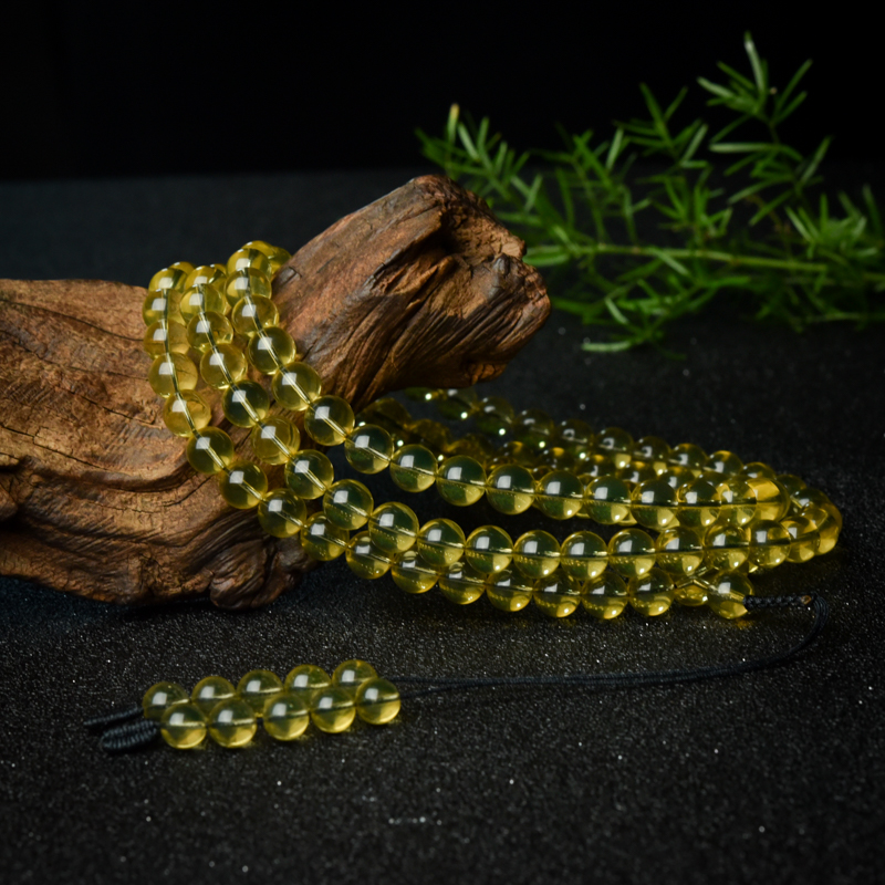 天然墨西哥蓝珀108佛珠-红掌柜