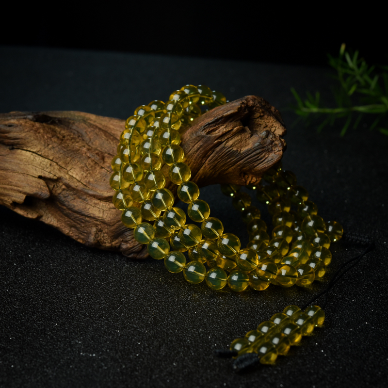 天然墨西哥蓝珀108佛珠-红掌柜