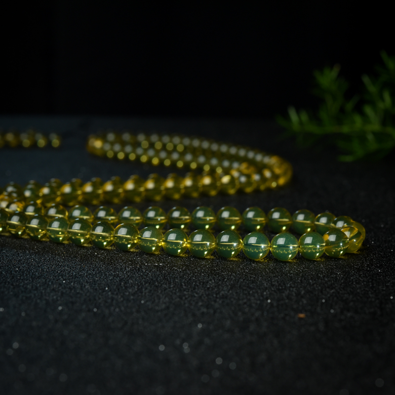 天然蓝珀108佛珠-红掌柜