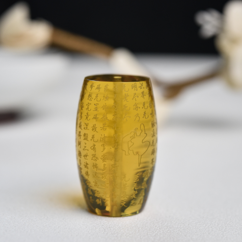 墨西哥蓝珀心经桶珠-红掌柜