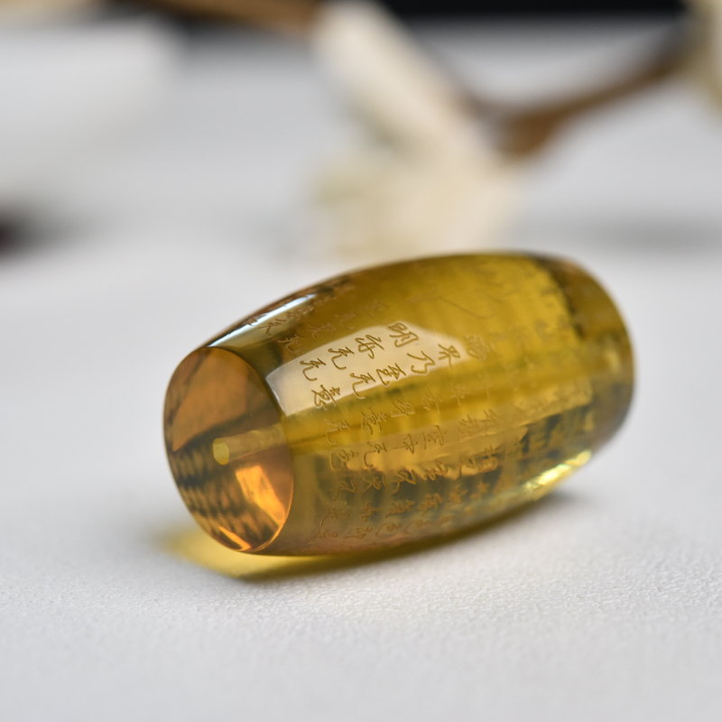 墨西哥蓝珀心经珠-红掌柜