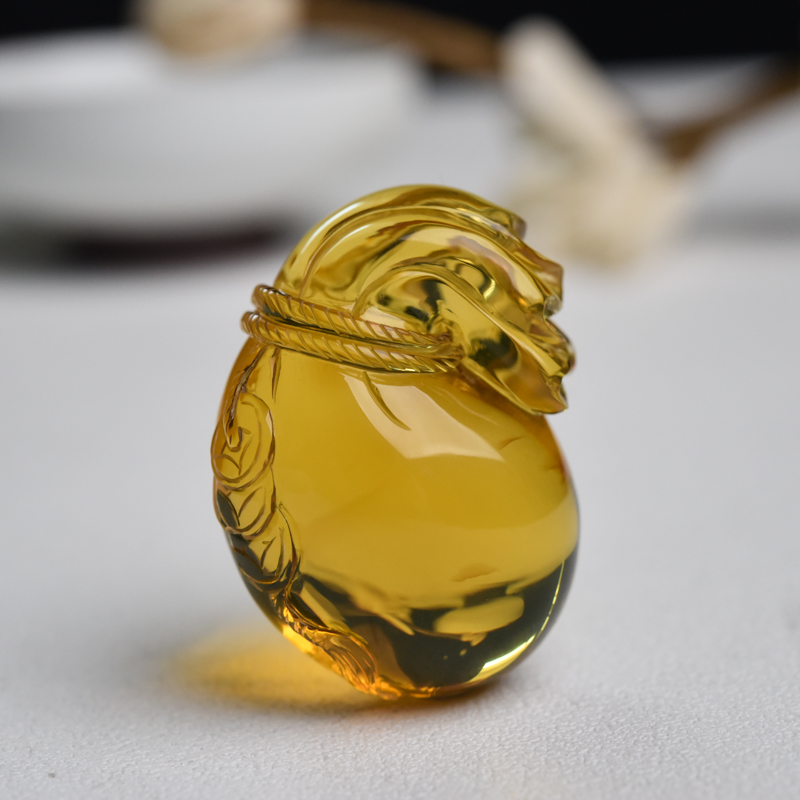 墨西哥蓝珀钱袋吊坠-红掌柜