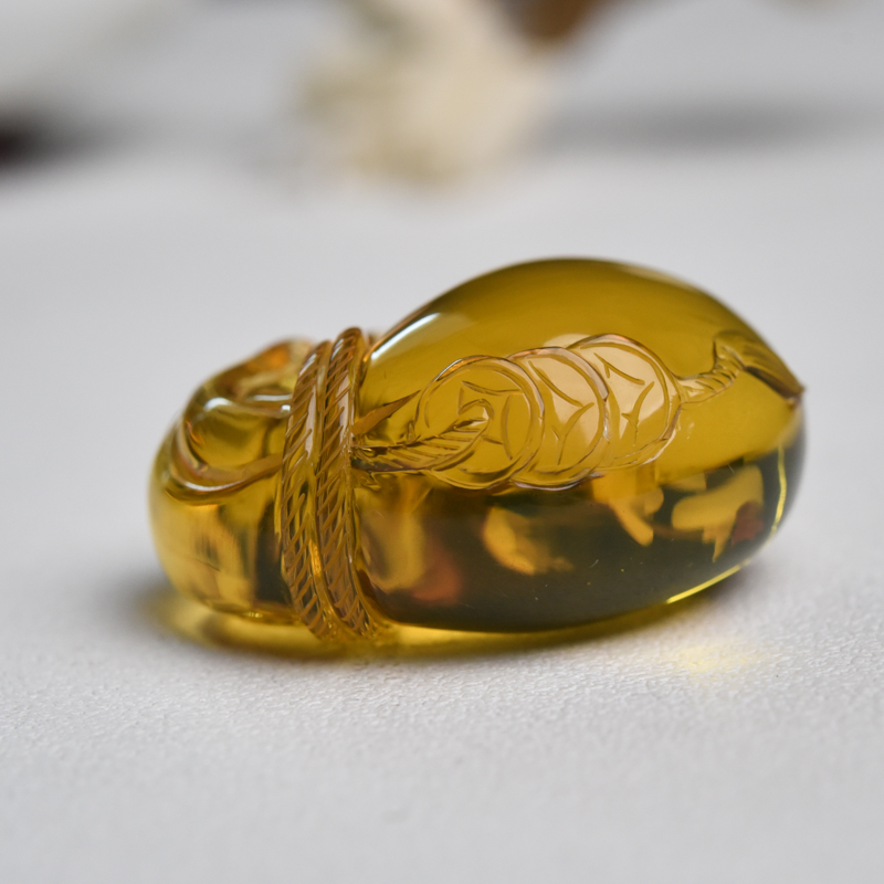 天然墨西哥蓝珀吊坠-红掌柜