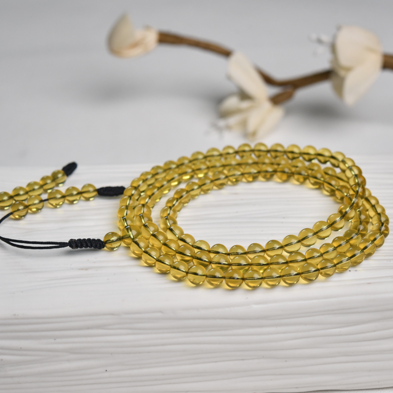 天然墨西哥蓝珀108佛珠-红掌柜