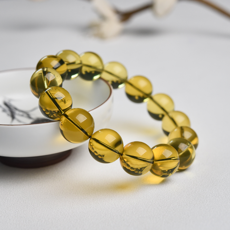 15mm天然墨西哥蓝珀单圈手串-红掌柜