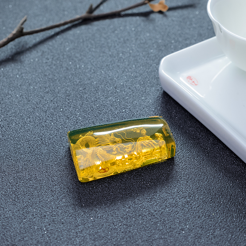 墨西哥天然蓝珀吊坠-红掌柜