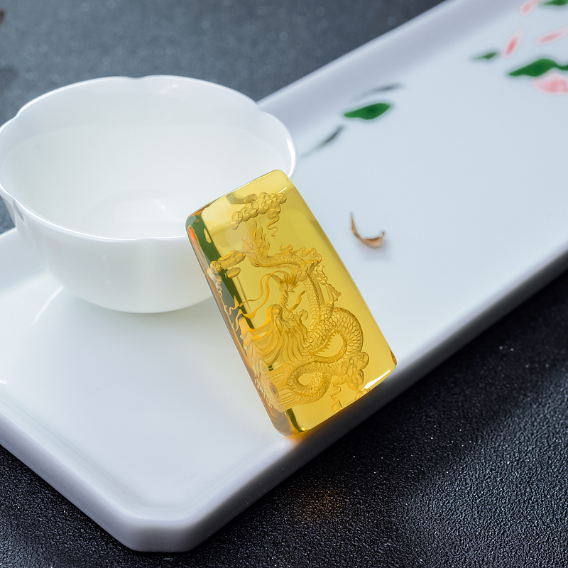 天然墨西哥蓝珀吊坠-红掌柜