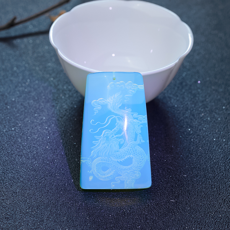 天然墨西哥蓝珀龙吊坠-红掌柜