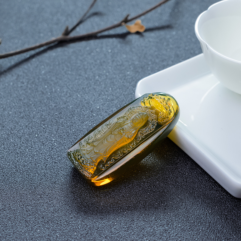 天然墨西哥蓝珀吊坠-红掌柜