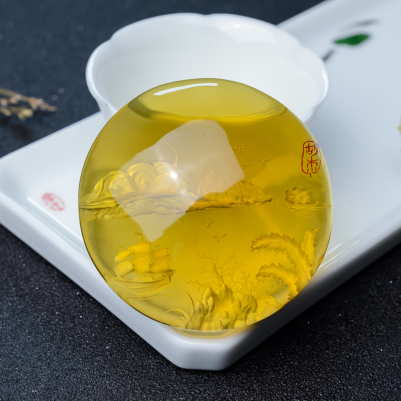 净水墨西哥蓝珀吊坠-红掌柜