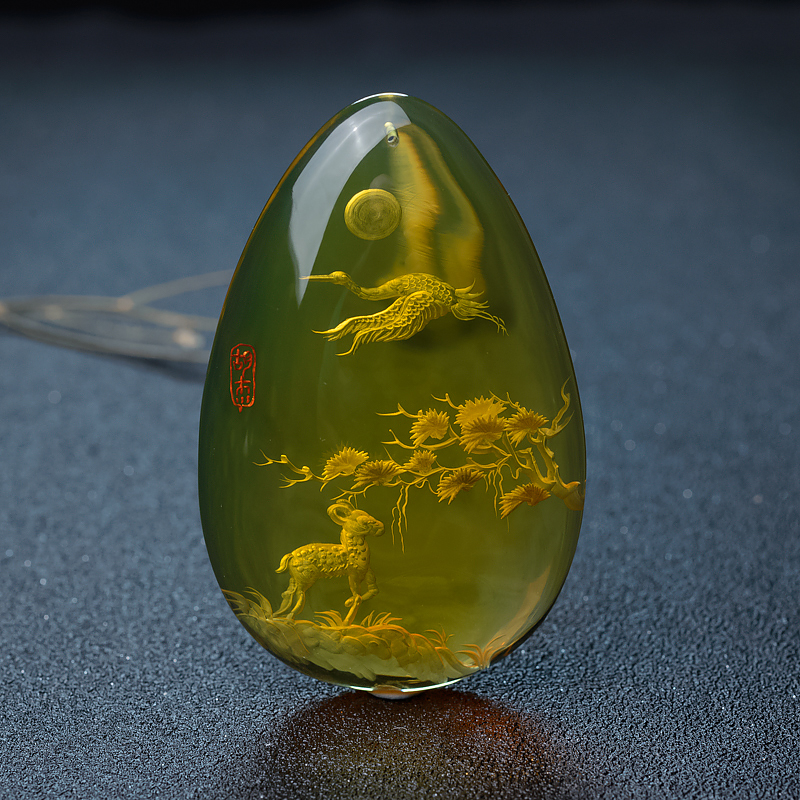 净水蓝珀吊坠-红掌柜