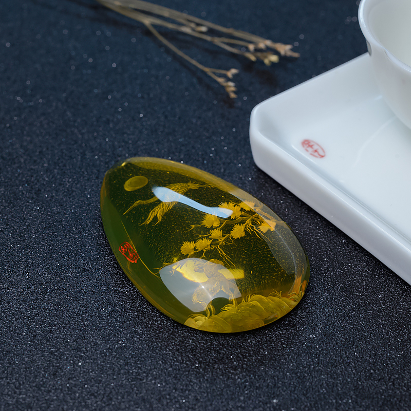 墨西哥蓝珀松鹤延年吊坠-红掌柜