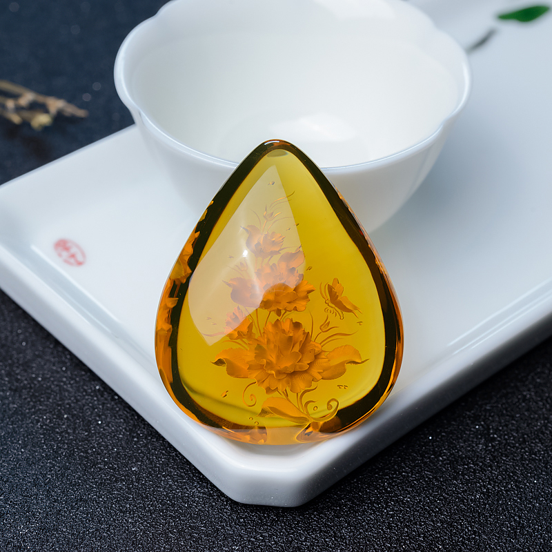 墨西哥蓝珀蝶恋花吊坠-红掌柜