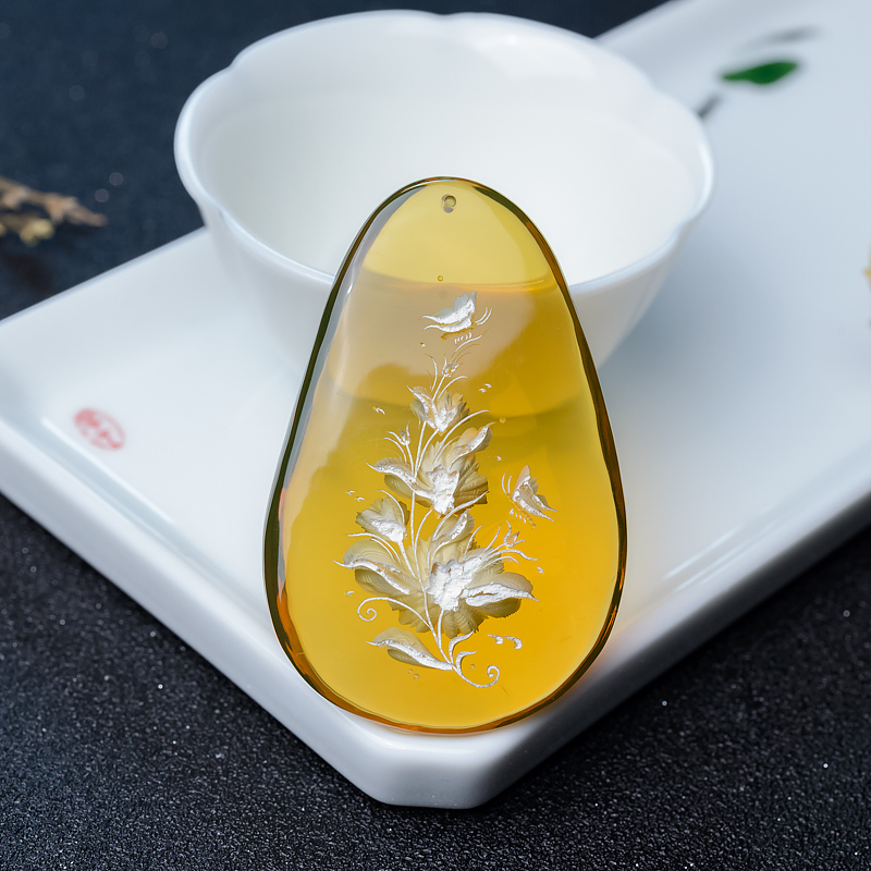 墨西哥蓝珀吊坠-红掌柜