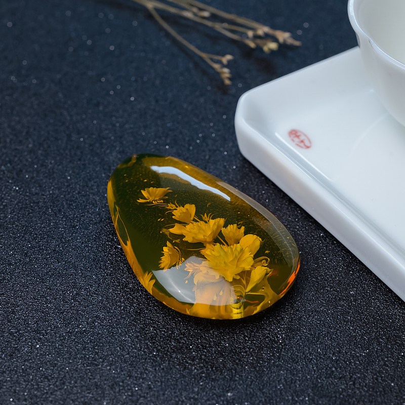 净水墨西哥蓝珀吊坠-红掌柜