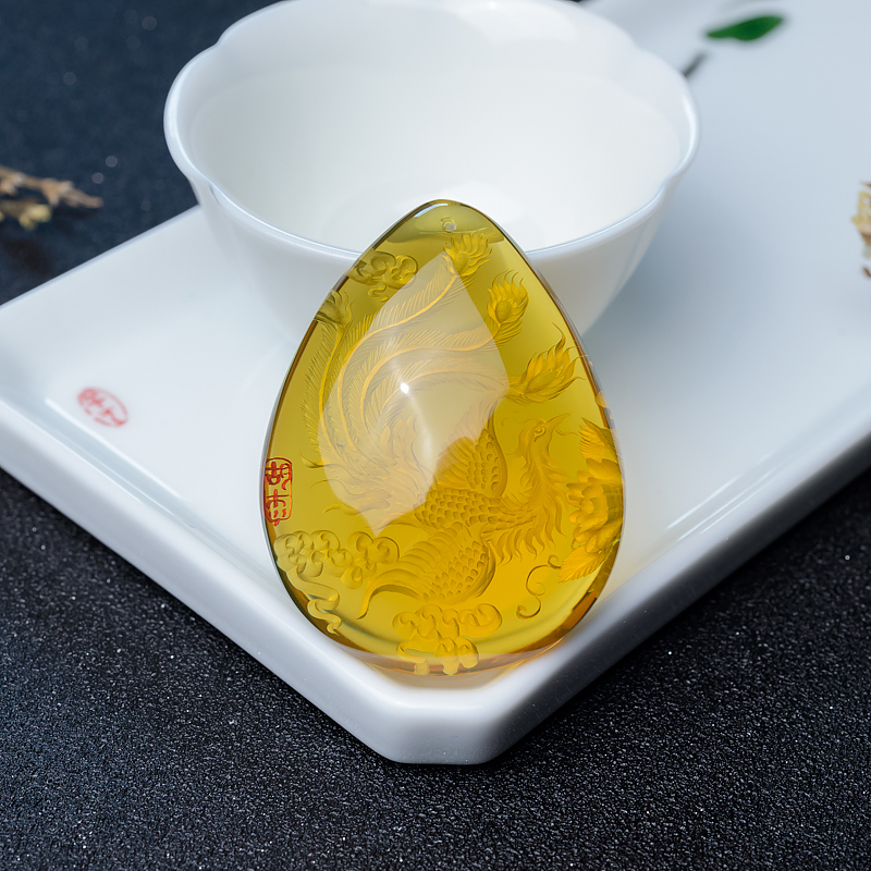 蓝珀凤凰吊坠-红掌柜