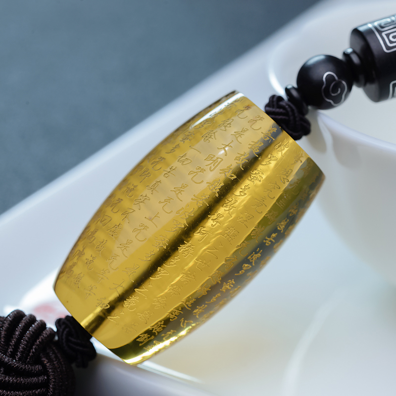 蓝珀心经桶珠车挂-红掌柜