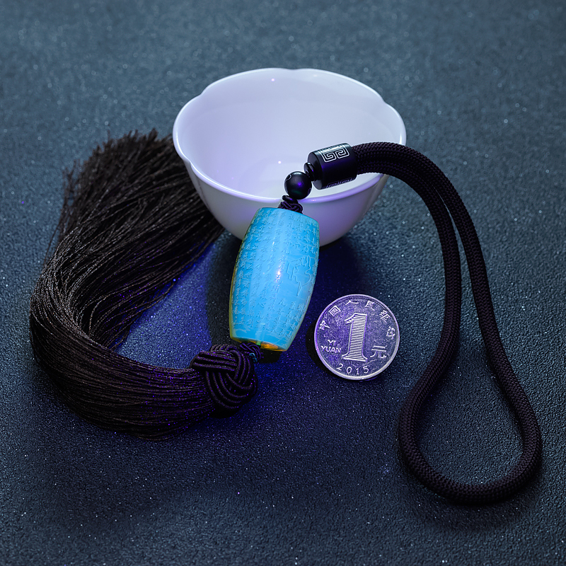 蓝珀心经桶珠车挂件-红掌柜