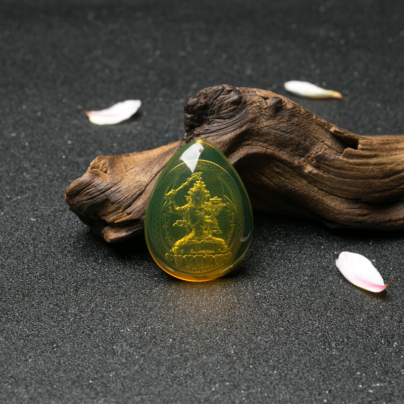 墨西哥蓝珀文殊菩萨吊坠-红掌柜