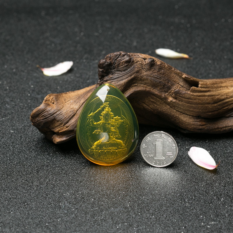 墨西哥蓝珀文殊菩萨吊坠-红掌柜