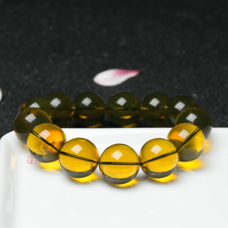 墨西哥蓝珀单圈手串-红掌柜