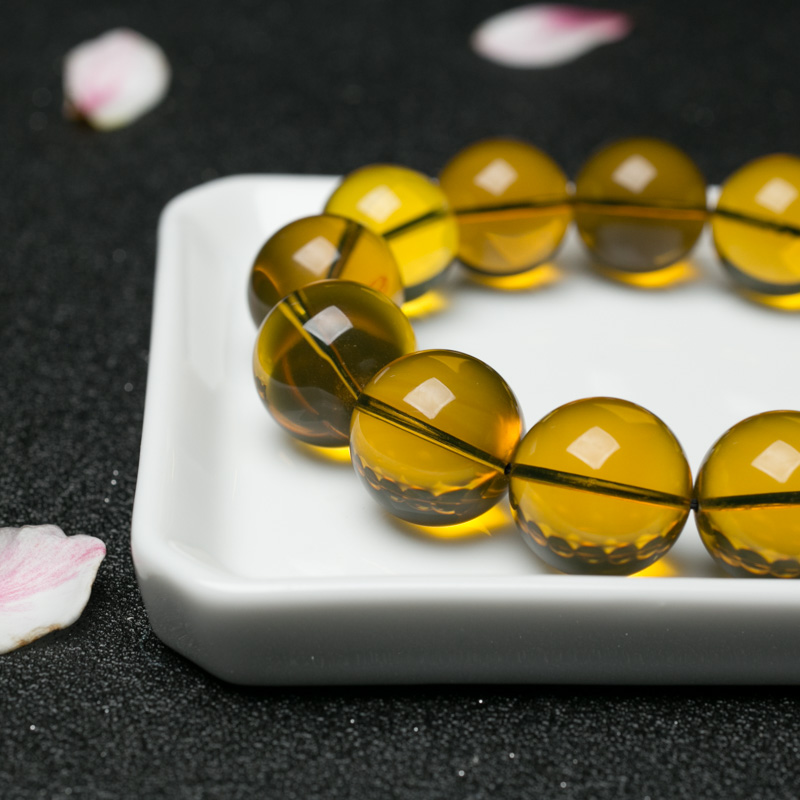 天然蓝珀单圈手串-红掌柜