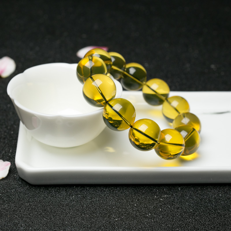 墨西哥蓝珀单圈手串-红掌柜