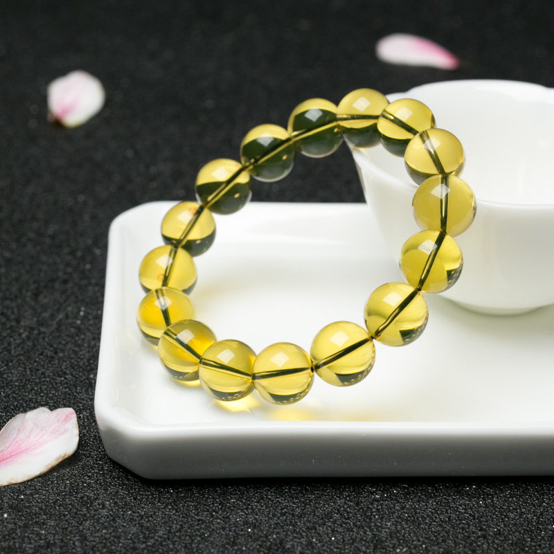 墨西哥蓝珀单圈手串-红掌柜