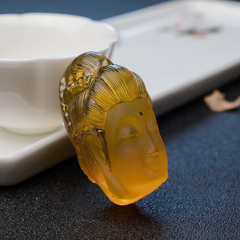 墨西哥天然蓝珀观音头吊坠-红掌柜