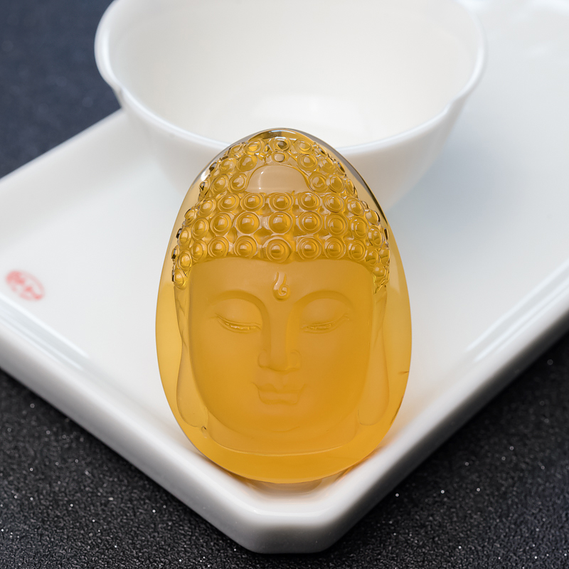 蓝珀佛头吊坠-红掌柜