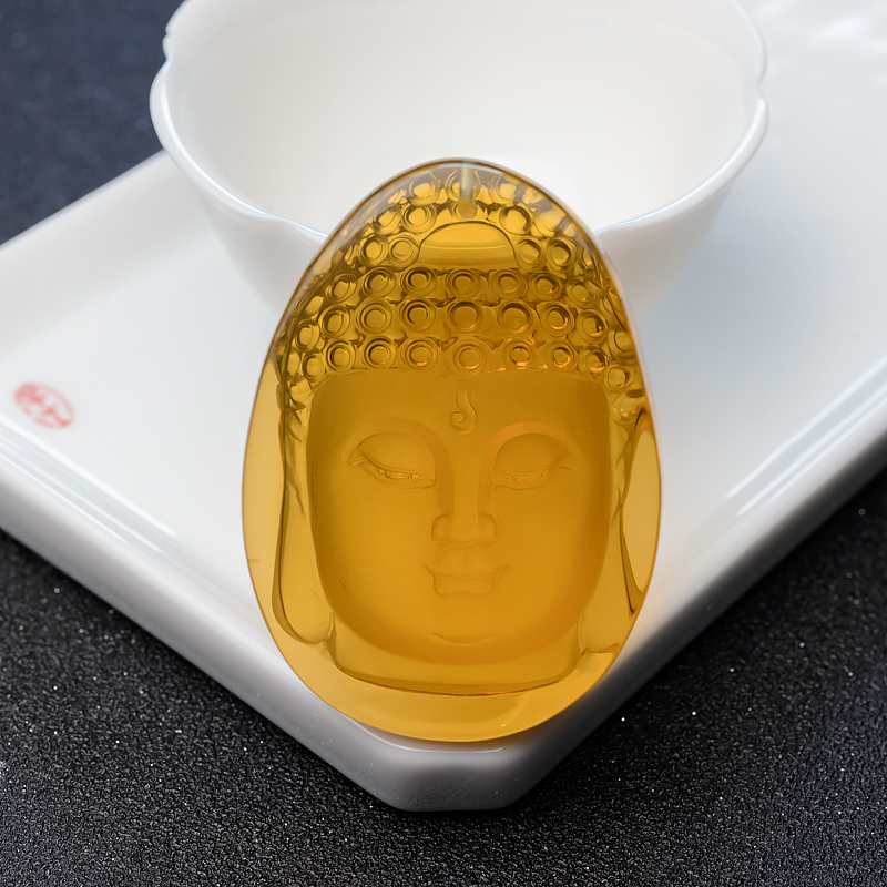 天然墨西哥蓝珀佛头吊坠-红掌柜