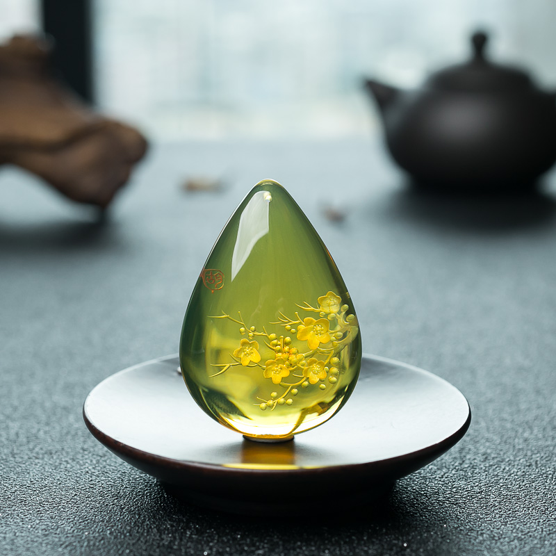 墨西哥蓝珀梅花吊坠-红掌柜