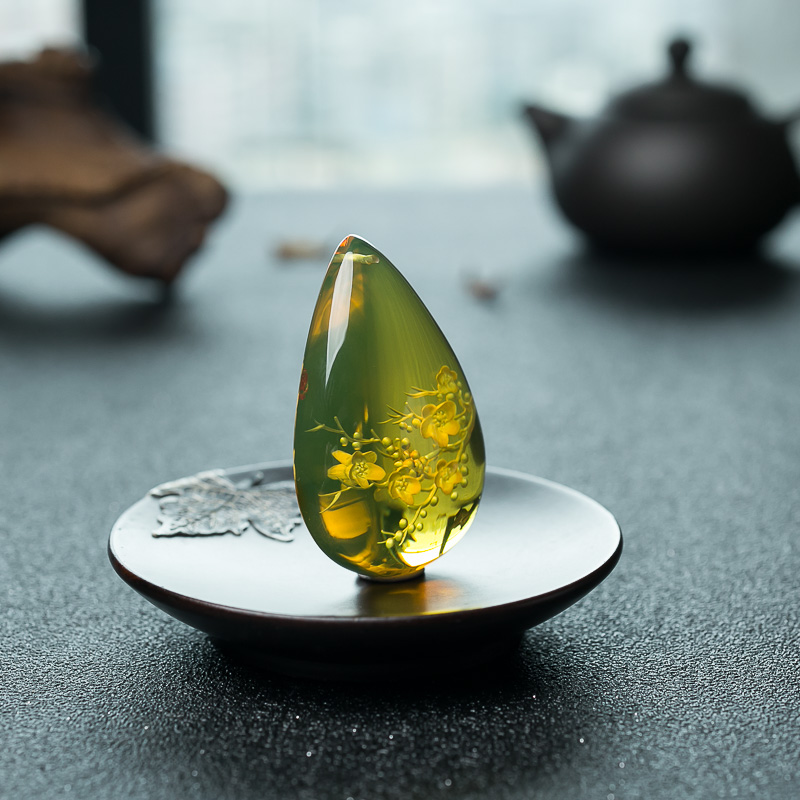 墨西哥蓝珀梅花挂坠-红掌柜