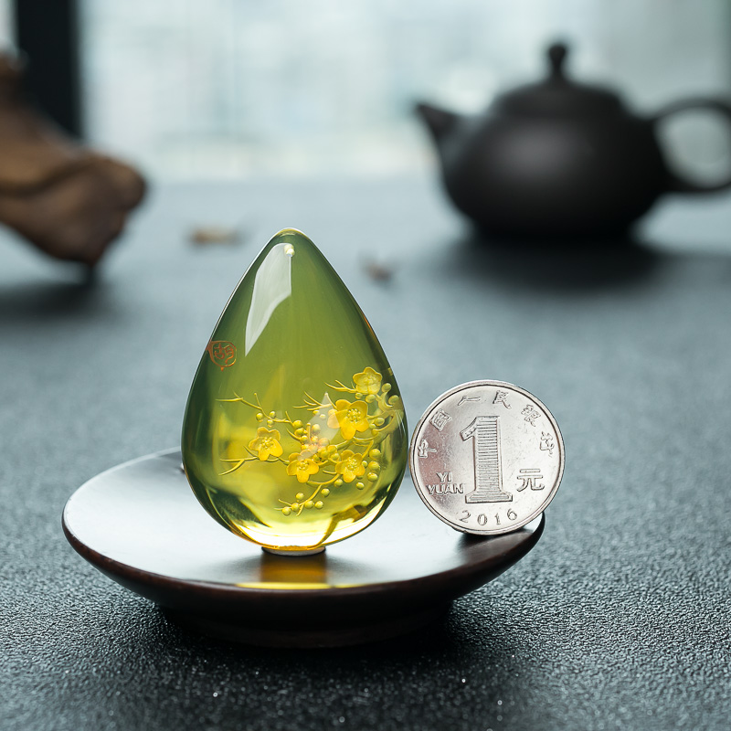 天然蓝珀梅花挂坠-红掌柜