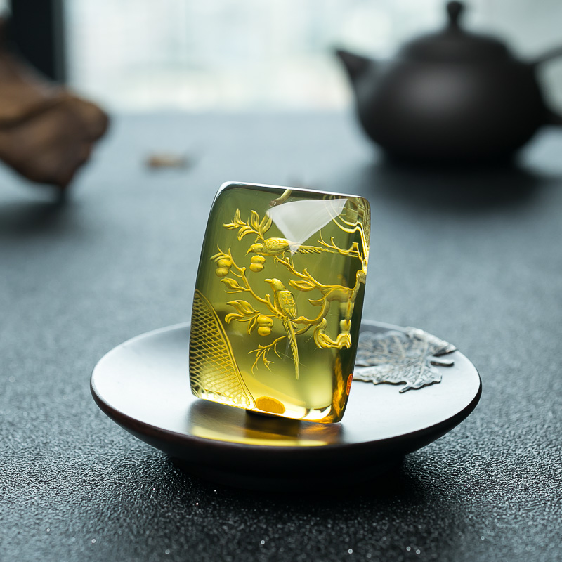 蓝珀喜上眉梢吊坠-红掌柜