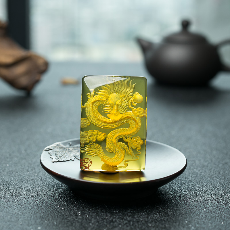 墨西哥蓝珀龙牌吊坠-红掌柜