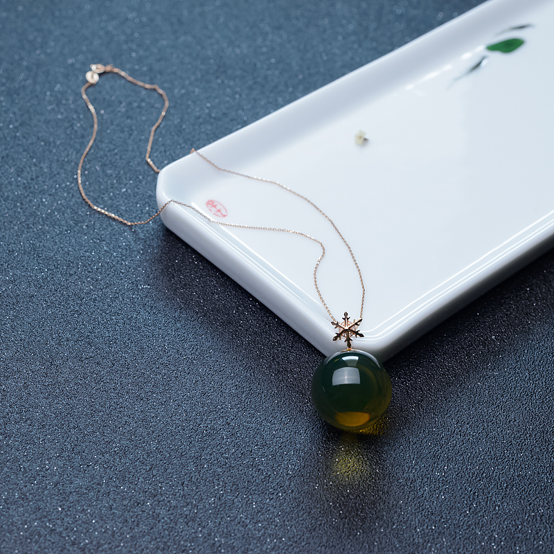 蓝珀圆珠项链-红掌柜