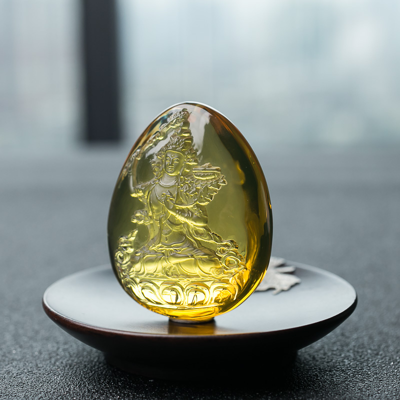 天然蓝珀度母吊坠-红掌柜