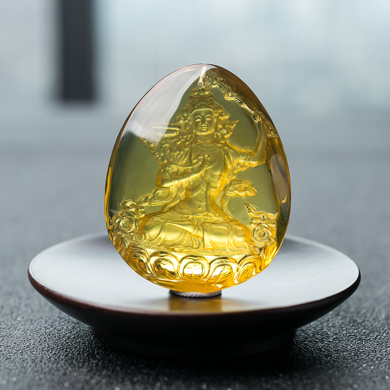 墨西哥天然蓝珀度母吊坠-红掌柜