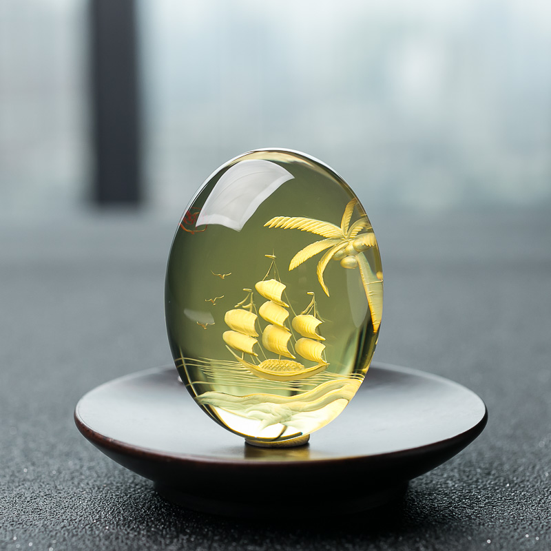 墨西哥蓝珀一帆风顺吊坠-红掌柜