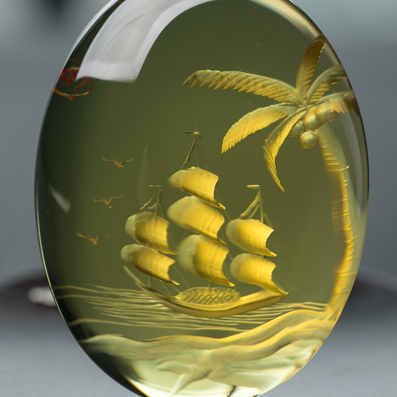 墨西哥蓝珀一帆风顺吊坠-红掌柜