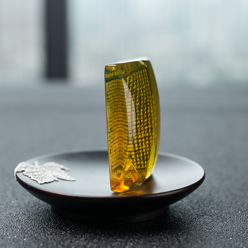 天然蓝珀心经吊坠-红掌柜