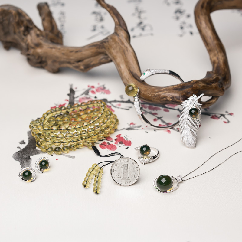 银镶墨西哥蓝珀幸运套装-红掌柜