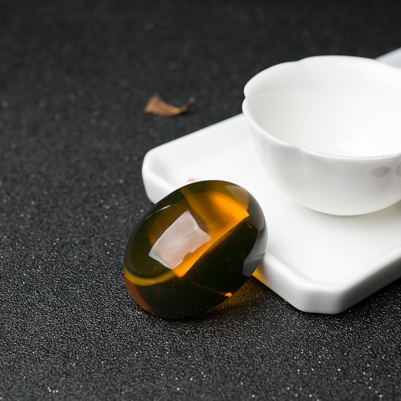 天然墨西哥蓝珀蛋面形吊坠-红掌柜