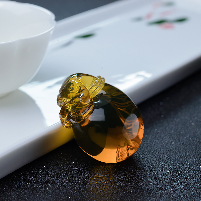 天然蓝珀代代有钱吊坠-红掌柜