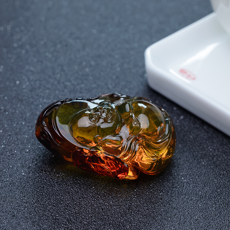 天然墨西哥蓝珀福在眼前吊坠-红掌柜