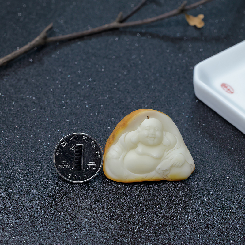 蜜蜡弥勒佛吊坠-红掌柜